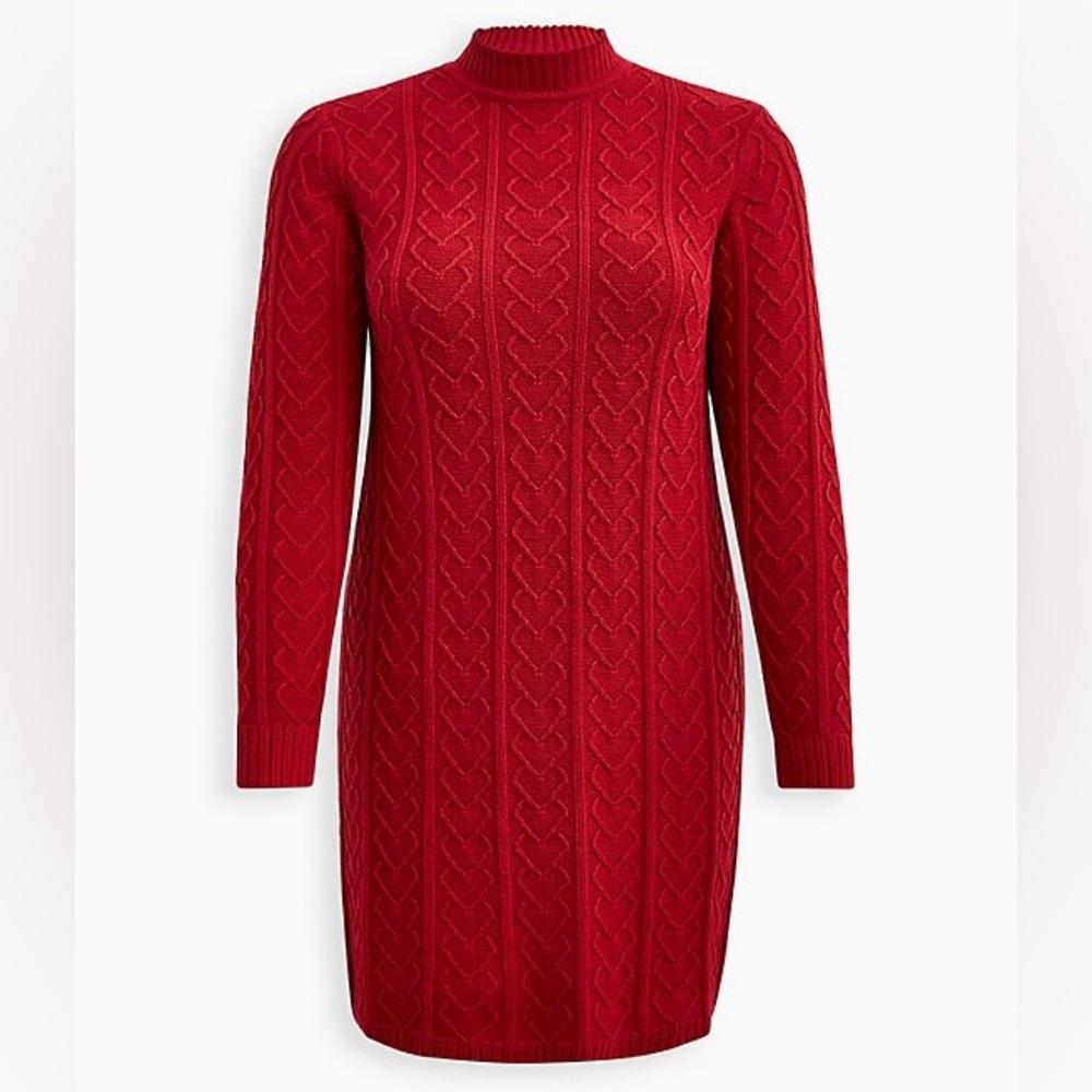 Heart Cable Knit Torrid Sweater Dress with Mock Neck Like New